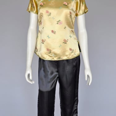 1960s gold and black Asian loungewear pant set M/L 