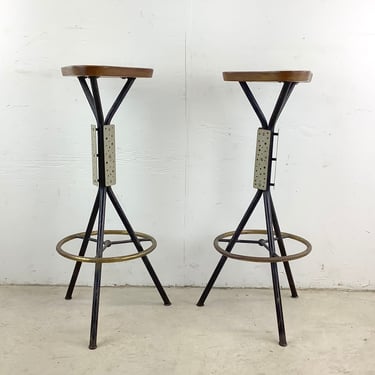 Pair Industrial Modern Barstools 