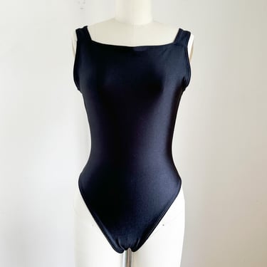 Vintage 1980s Black "Body Shrinker" Bodysuit / S/M 