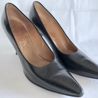 1950s Mid Century Kitten Heels, HERBERT LEVINE Shoes, Joseph Magnin Shoes, Vintage Stilettos, 60s Dior New Look, 50s Black Stilettos, 6.5, 7 