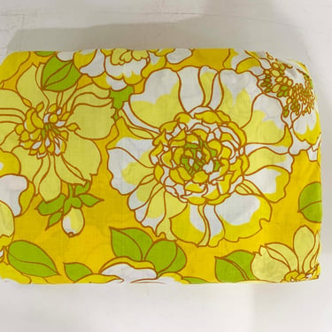 Vintage Fieldcrest Perfection King Size Fitted Sheet Pair Yellow Floral Flowers Retro Country Farmhouse Style 1960s 