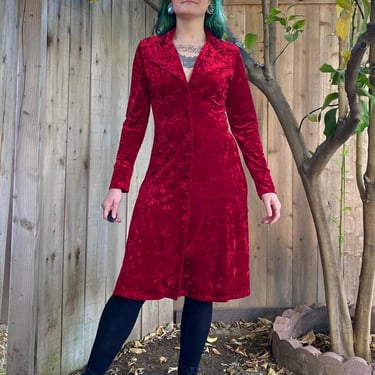 Vintage 1990’s Red Crushed Velvet Jacket Dress 