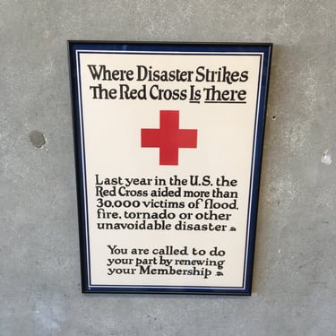 Vintage Red Cross Poster "Where Disaster Strikes"