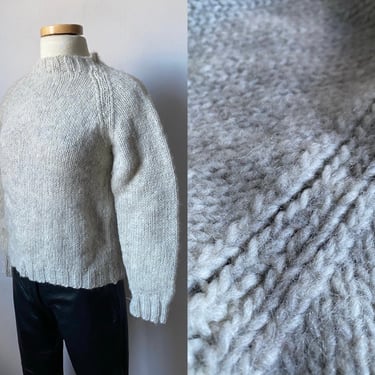 Handknit Wool Sweater in Oatmeal 