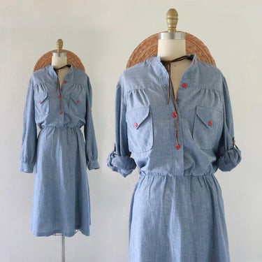 micro stripe shirt dress - l - vintage 80s 90s blue striped womens size large long sleeve fall dress minimal 1980s 