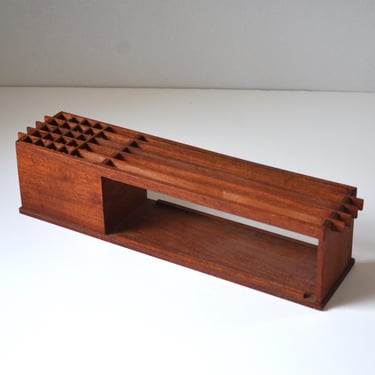 Vintage Teak Desk Caddy Organizer in the style of the Pencil Caddy (1993) Designed by George Nakashima 