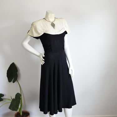 1940s Rayon Crepe Gown - S 