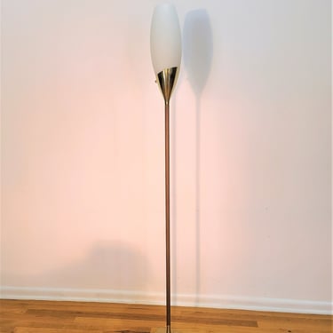 Mid Century Laurel Floor Lamp with Frosted Glass Shade 
