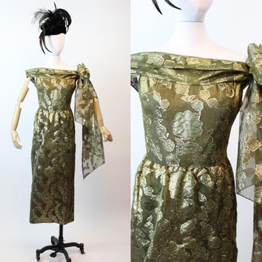 1980s PAULINE TRIGERE silk GOLD gown dress small | new fall winter 