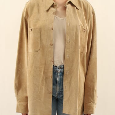 Report Collection beige suede shirt