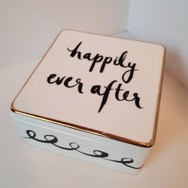 Kate Spade, Lenox,  Happily Ever After Box, White and Gold Ceramic Box, Jewelry Box, Designer Box, Wedding Gift Box 