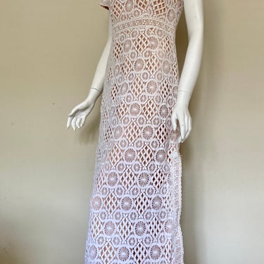 Vintage Union Made White Lace Maxi Dress 