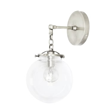 Betsy Wall Sconce, Polished Nickel and Clear Glass Globe