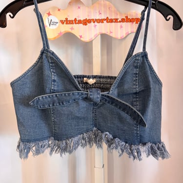 2010s Raw-Edge Denim Crop Top