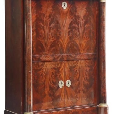 Antique Secretaire A Abattant, Desk, French Empire Style, Mahogany, Gilt, 1800s