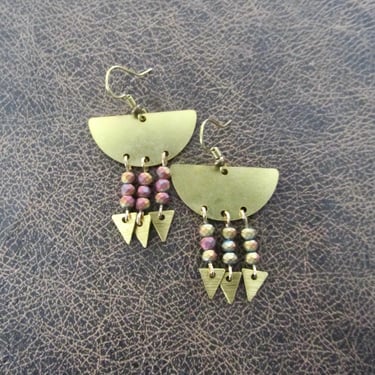 Modern brass chandelier earrings 