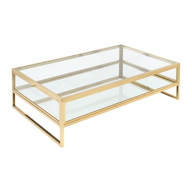 Modernist Brass and Glass Coffee Table