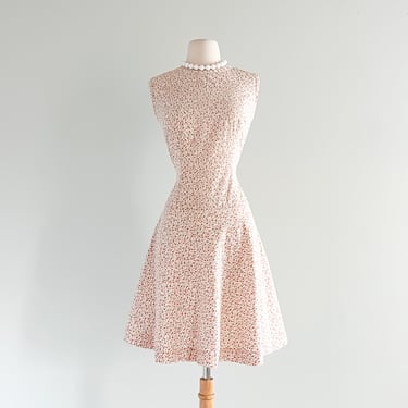 Springy 1960's Daisy Print Floral Cotton Sundress / Sz M