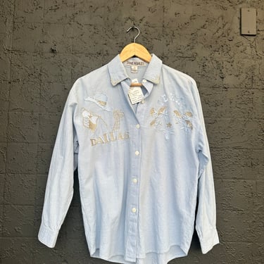 “Dallas Texas” Pearl Embellished Button Down