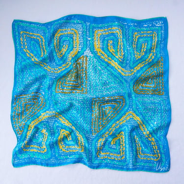 Vera Neumann 1970's Vintage Scarf Blue Vintage Square Neckerchief Vintage Scarf for Neck Tie for Handbag Scarf for Hair Scarf Vintage Print 