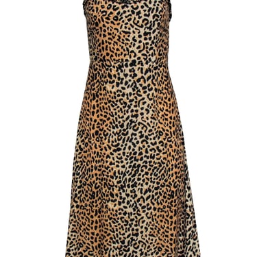 Faithfull the Brand - Tan Sleeveless Leopard Print Midi Dress Sz 2