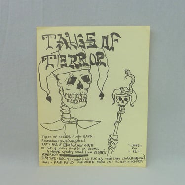Tales of Terror original flyer - Vintage 1980s Punk Flyer, ultra rare promo! Sacramento CA 1982 