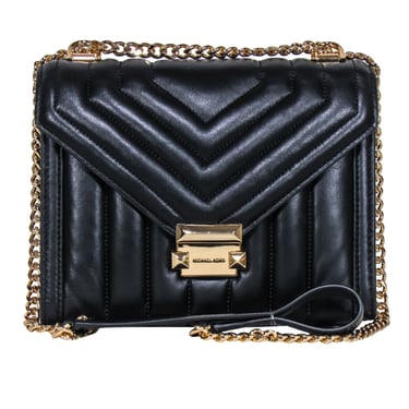 Michael Kors - Black Quilted Leather Crossbody Bag w/ Gold Chain Strap