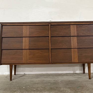 Vintage 1970s Danish Modern Inspired Walnut + Laminate 6 Drawer Dresser 