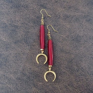 Red Afrocentric African earrings 