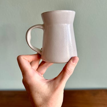 Bennington Potters modernist white mug #1300 / vintage stoneware coffee cup / David Gil Vermont studio 