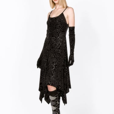 Anna Sui Jubilee Velvet Godet Dress - Black