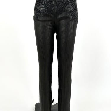 Roberto Cavalli Leather Quilt Embroidered Pants*