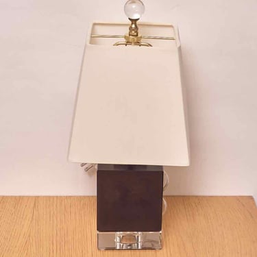 Violet Black Jade Table Lamp With Cream Silk Shade