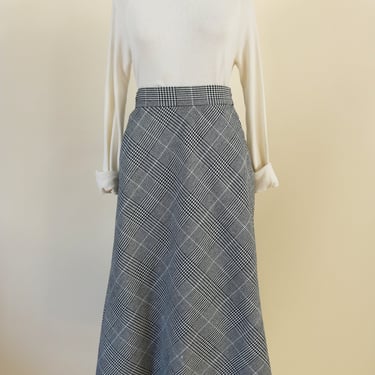 Vintage 70's Navy Blue Houndstooth Wrap Skirt by Copley Square Limited 
