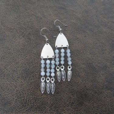 Aquamarine and silver chandelier earrings 