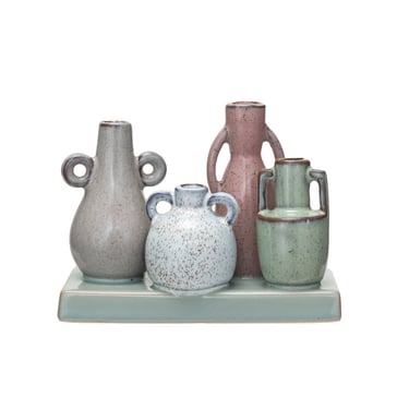 Stoneware Mounted Vases w/ Base