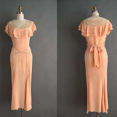 vintage 1930s dress | Ballet Pink Silk Fluttery Caplet Romantic Dress | XS Small 