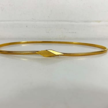 Vintage Skinny Gold Metal Belt Stretchy Diamond Hook Buckle Small 1990s 90s 1980s 80s 