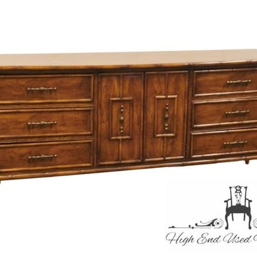 MOUNT AIRY Asian Chinoiserie Faux Bamboo 77" Fruitwood Triple Door Dresser 190-1090-247 