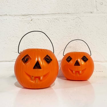 Vintage Halloween Blow Mold Pumpkin Candy Containers ? Straw