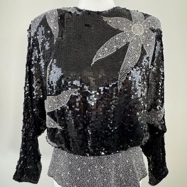 1980s Oleg Cassini Sequin & Beaded Tunic 