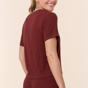 Andie Swim The Wide Rib Classic Tee - Mahogany