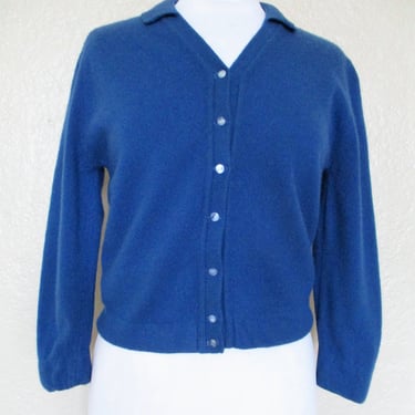 Vintage 1950s Dalton Blue Cashmere Cardigan Sweater, Small Women, Mom Cardigan 