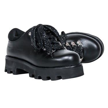 Proenza Schouler - Black Leather Lace Up Platform Loafers Sz 6