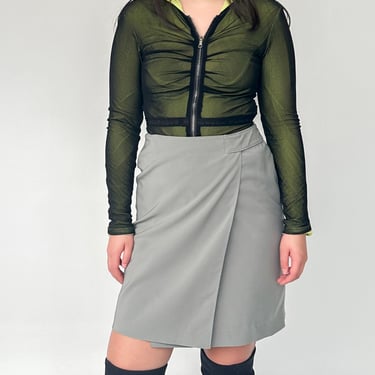 Grey Tech Prada Wrap Skirt (M)
