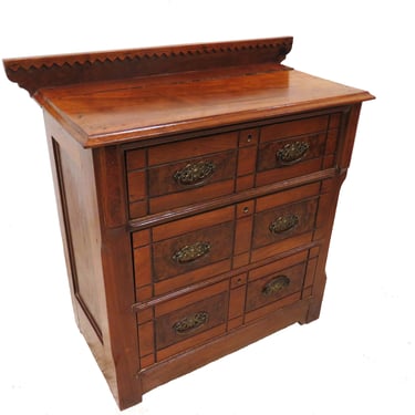 Antique Chest Of Drawers | Late 1800's 3 Drawer Chest With Backsplash 