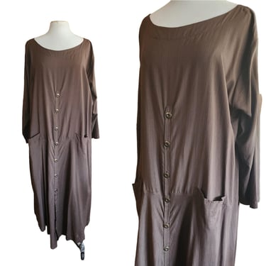 Vintage J Morgan Puett Dress in Brown Striped Silk 