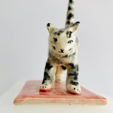 Ceramic Cat Yogi | Handmade Ring Holder | Unique Engagement and Wedding Ring Display | Made to Order Jewelry Stand | Cat Figurines 