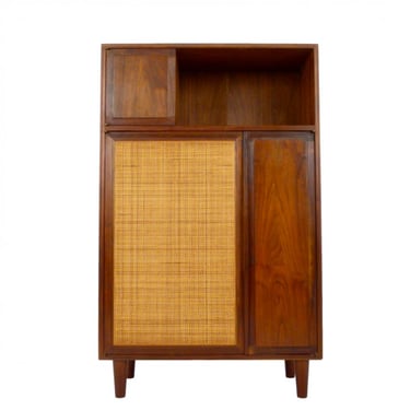 Petite Oiled Walnut Cabinet with Caning