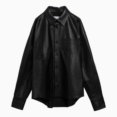 Ami Paris Black Leather Long Sleeved Shirt Men